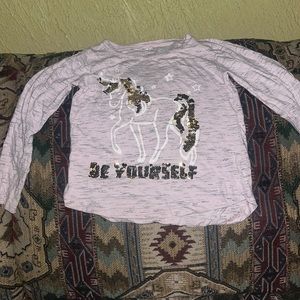 Sparkly unicorn long sleeve be yourself t shirt